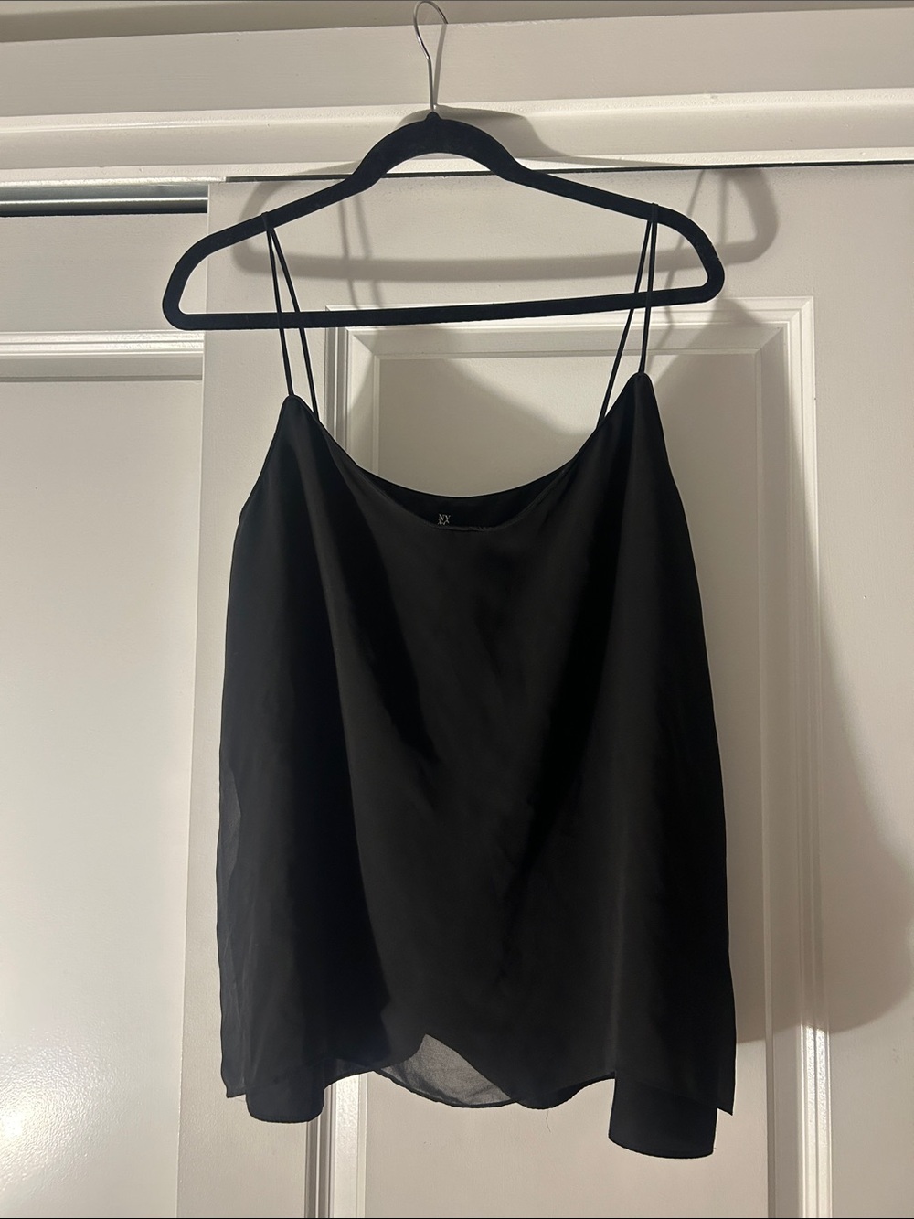 New York & Company Black Satin Double-Spaghetti Strap Cami